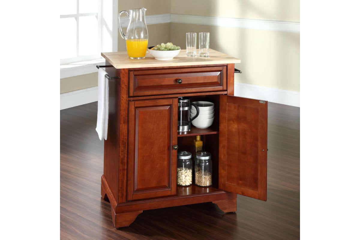 Lafayette Wood Top Portable Kitchen Island/Cart - Cherry & Natural