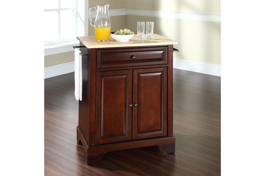 Lafayette Wood Top Portable Kitchen Island/Cart - Mahogany & Natural