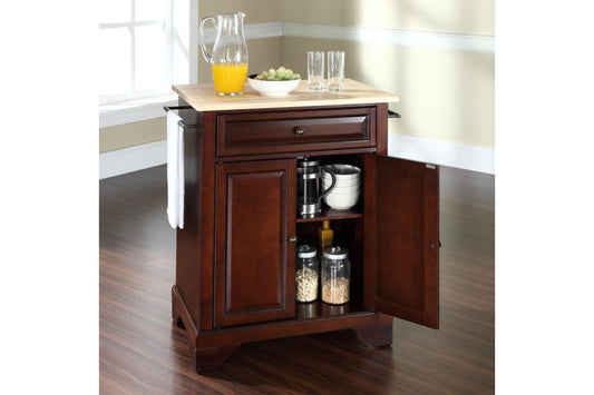 Lafayette Wood Top Portable Kitchen Island/Cart - Mahogany & Natural