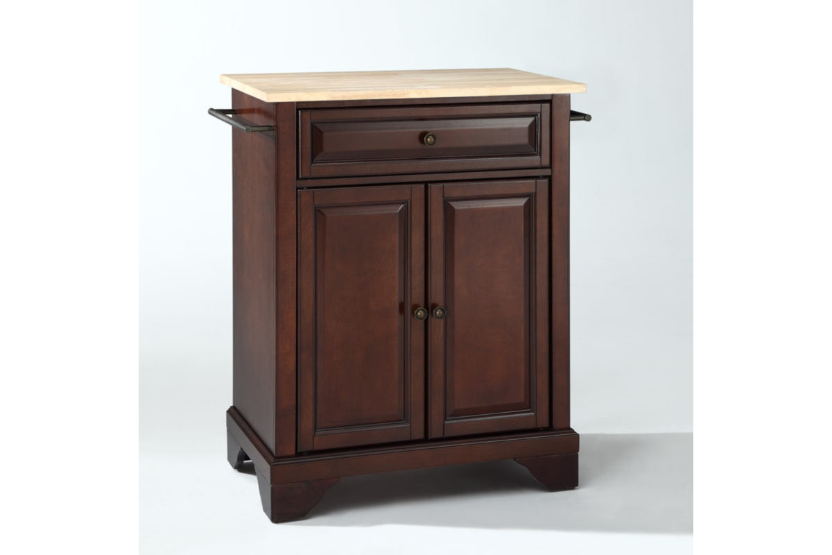 Lafayette Wood Top Portable Kitchen Island/Cart - Mahogany & Natural