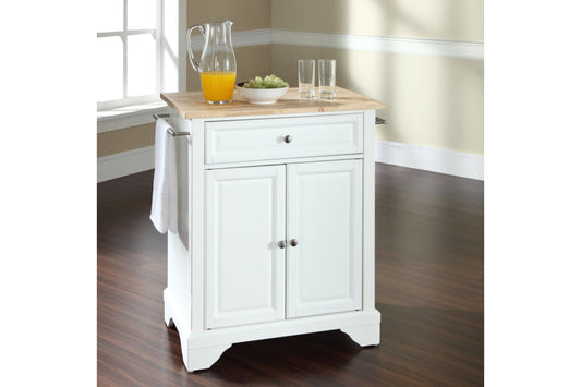 Lafayette Wood Top Portable Kitchen Island/Cart - White & Natural