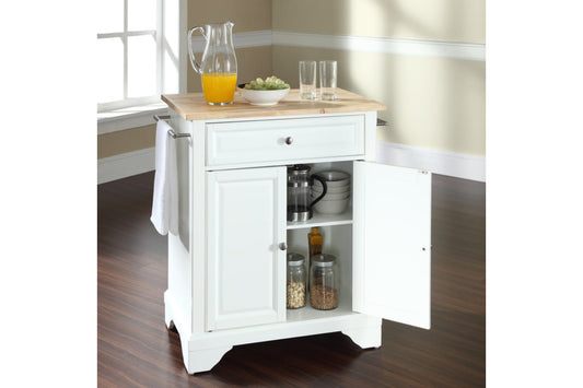 Lafayette Wood Top Portable Kitchen Island/Cart - White & Natural