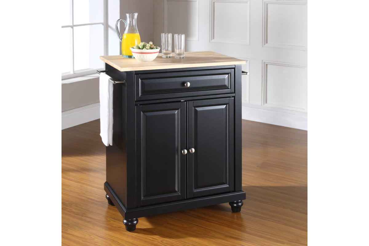 Cambridge Wood Top Portable Kitchen Island/Cart - Black & Natural