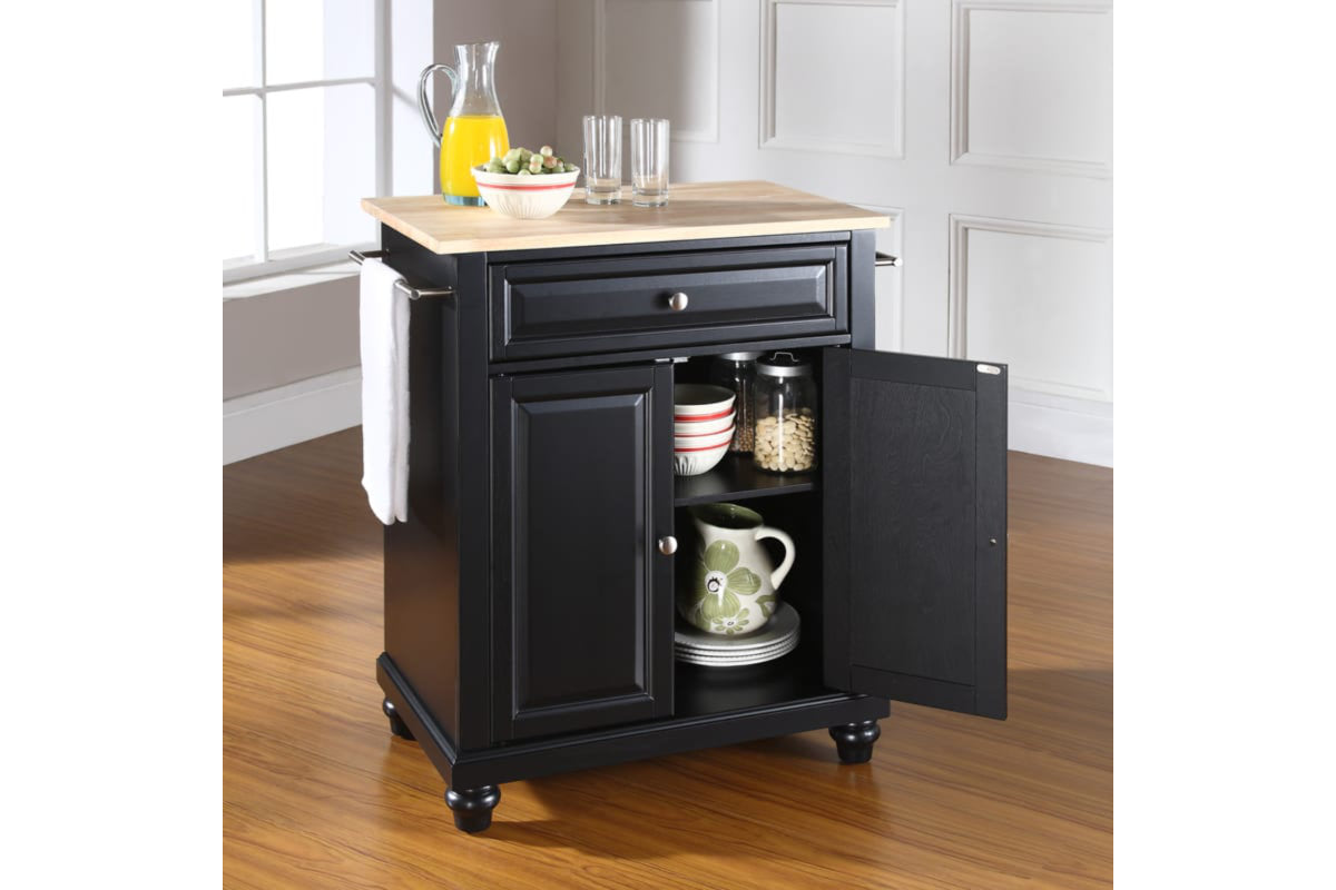 Cambridge Wood Top Portable Kitchen Island/Cart - Black & Natural