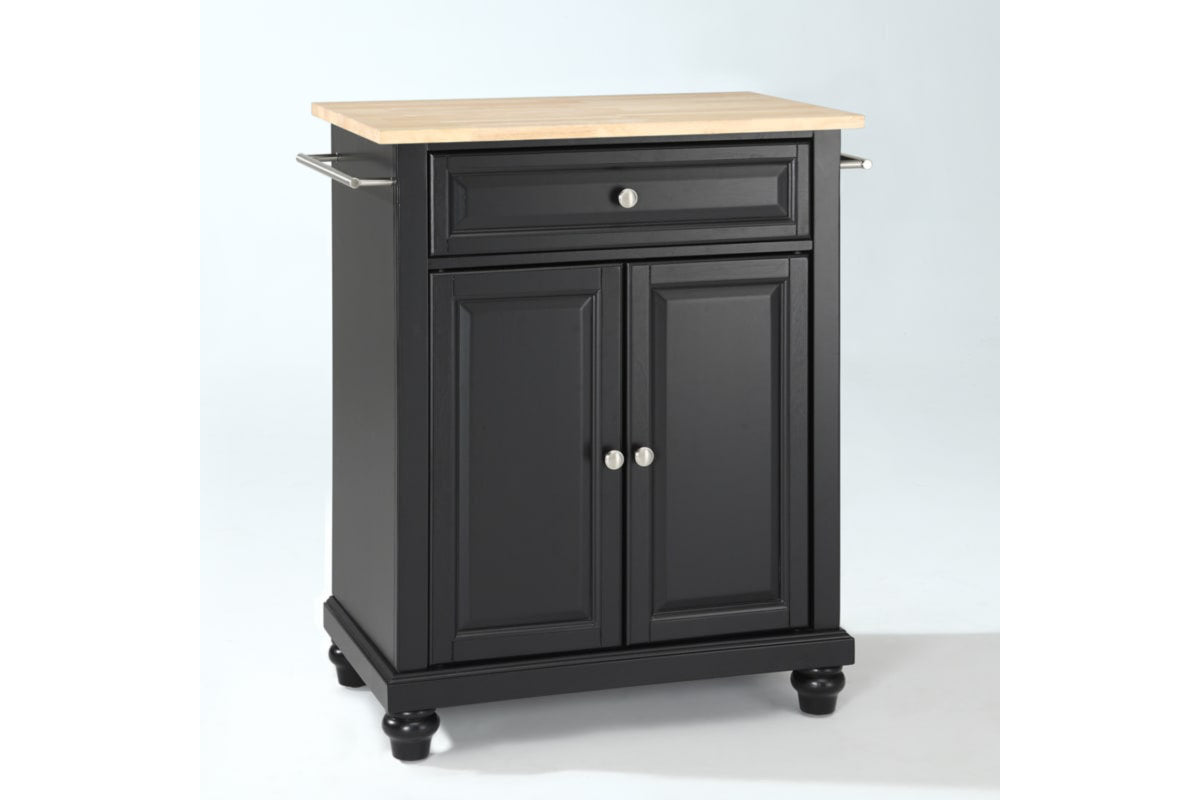 Cambridge Wood Top Portable Kitchen Island/Cart - Black & Natural