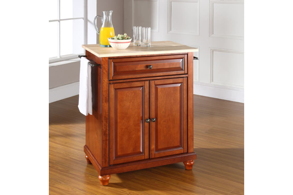 Cambridge Wood Top Portable Kitchen Island/Cart - Cherry & Natural