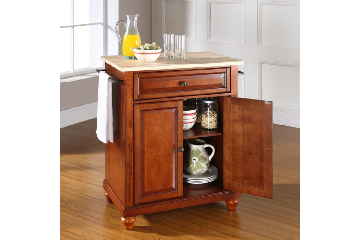 Cambridge Wood Top Portable Kitchen Island/Cart - Cherry & Natural