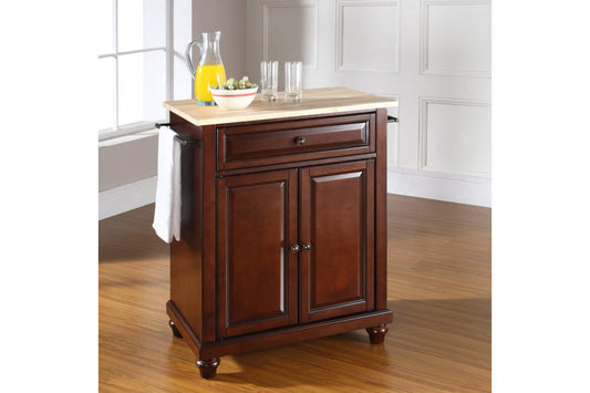 Cambridge Wood Top Portable Kitchen Island/Cart - Mahogany & Natural