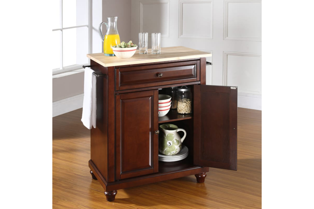 Cambridge Wood Top Portable Kitchen Island/Cart - Mahogany & Natural