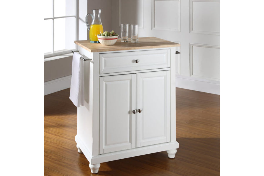 Cambridge Wood Top Portable Kitchen Island/Cart - White & Natural