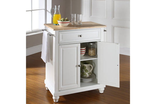 Cambridge Wood Top Portable Kitchen Island/Cart - White & Natural