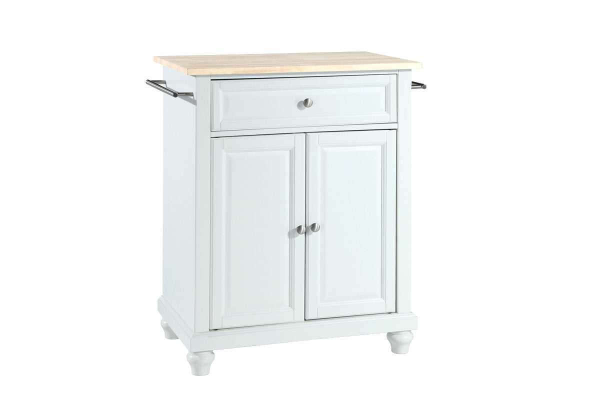 Cambridge Wood Top Portable Kitchen Island/Cart - White & Natural