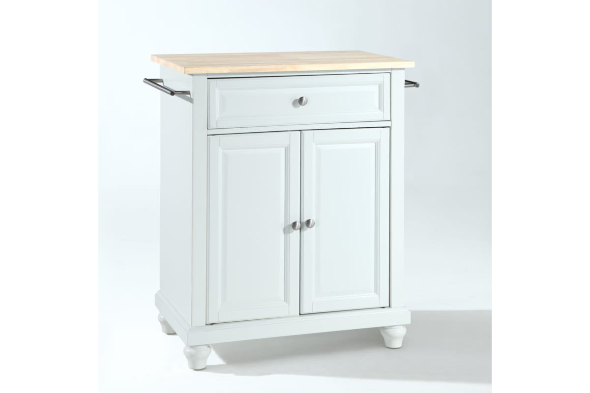 Cambridge Wood Top Portable Kitchen Island/Cart - White & Natural