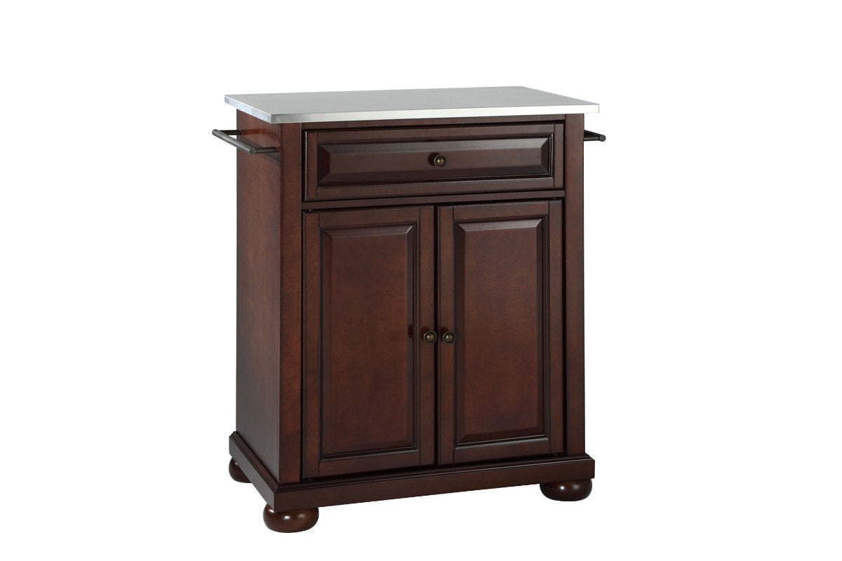 Alexandria Stainless Steel Top Portable Kitchen Island/Cart - Mahogany