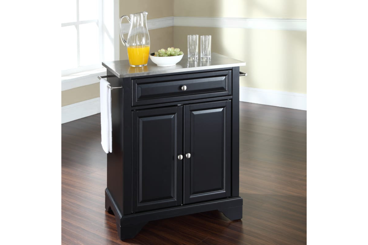 Lafayette Stainless Steel Top Portable Kitchen Island/Cart - Black