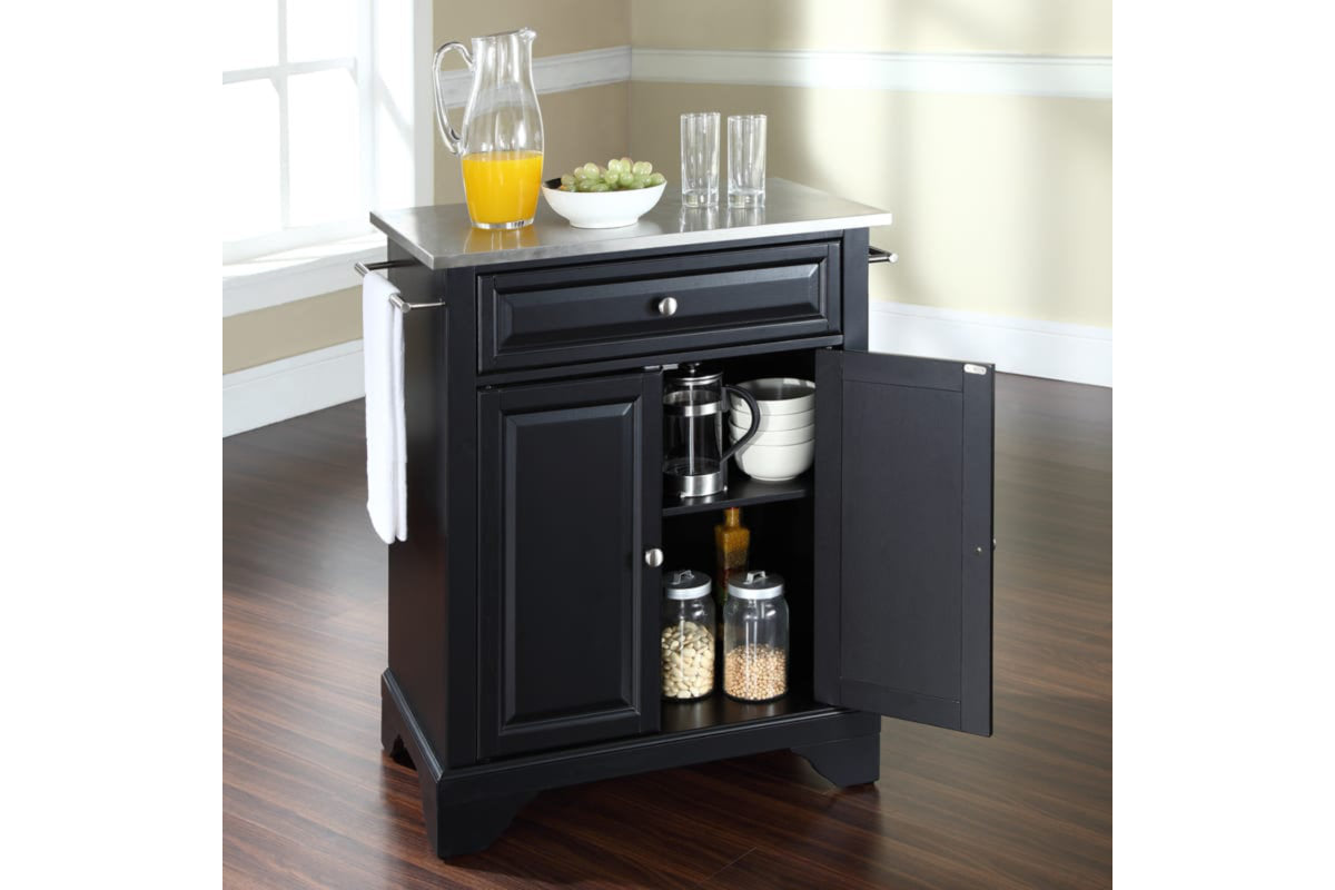 Lafayette Stainless Steel Top Portable Kitchen Island/Cart - Black