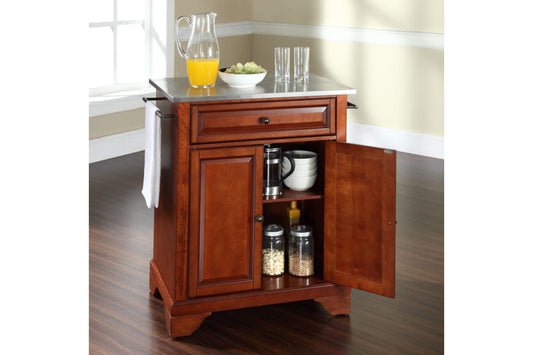 Lafayette Stainless Steel Top Portable Kitchen Island/Cart - Cherry