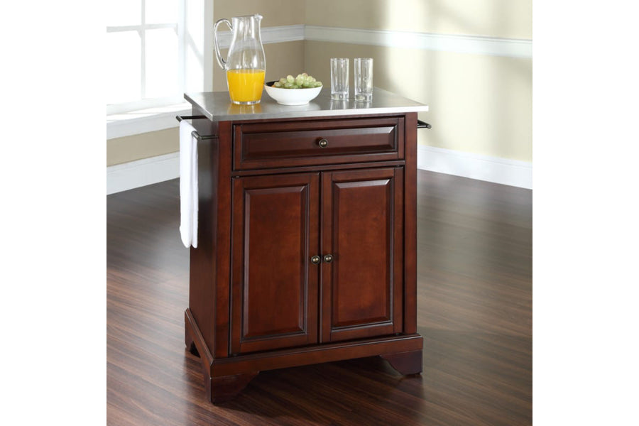 Lafayette Stainless Steel Top Portable Kitchen Island/Cart - Mahogany