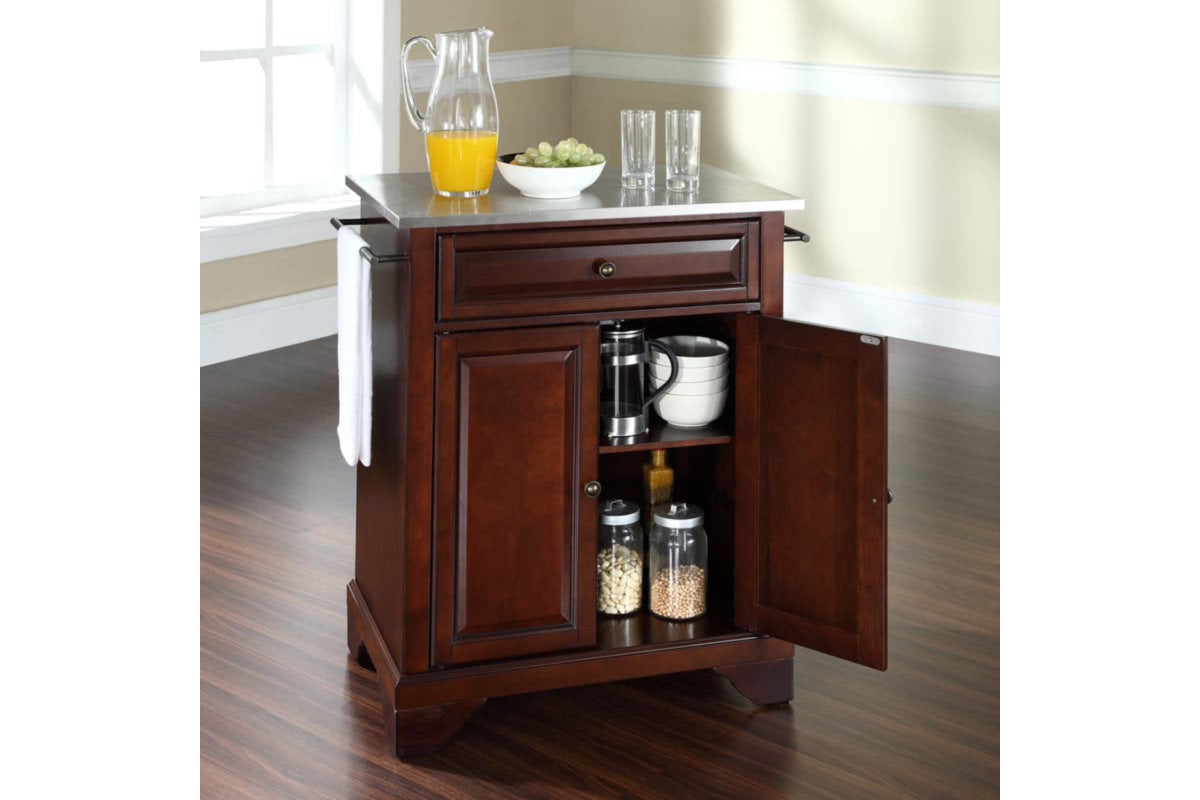 Lafayette Stainless Steel Top Portable Kitchen Island/Cart - Mahogany