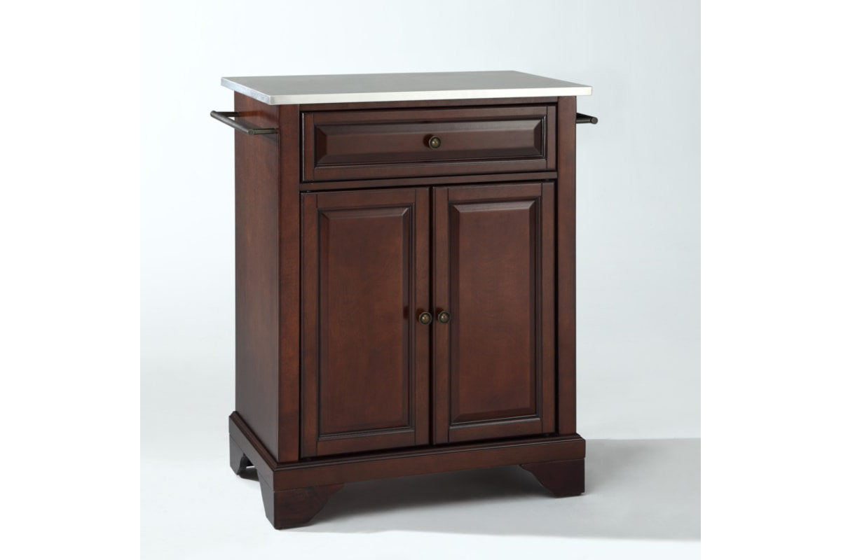 Lafayette Stainless Steel Top Portable Kitchen Island/Cart - Mahogany