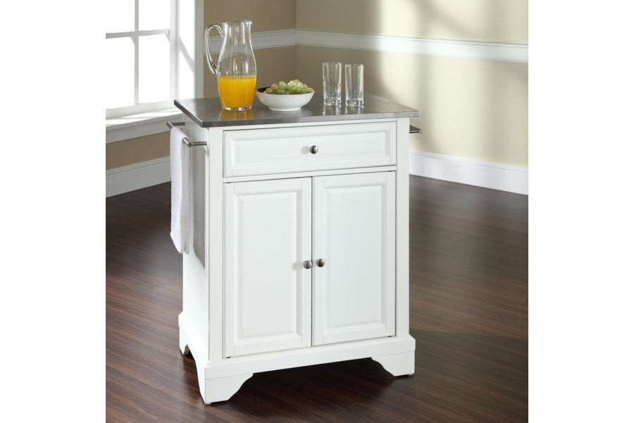 Lafayette Stainless Steel Top Portable Kitchen Island/Cart - White