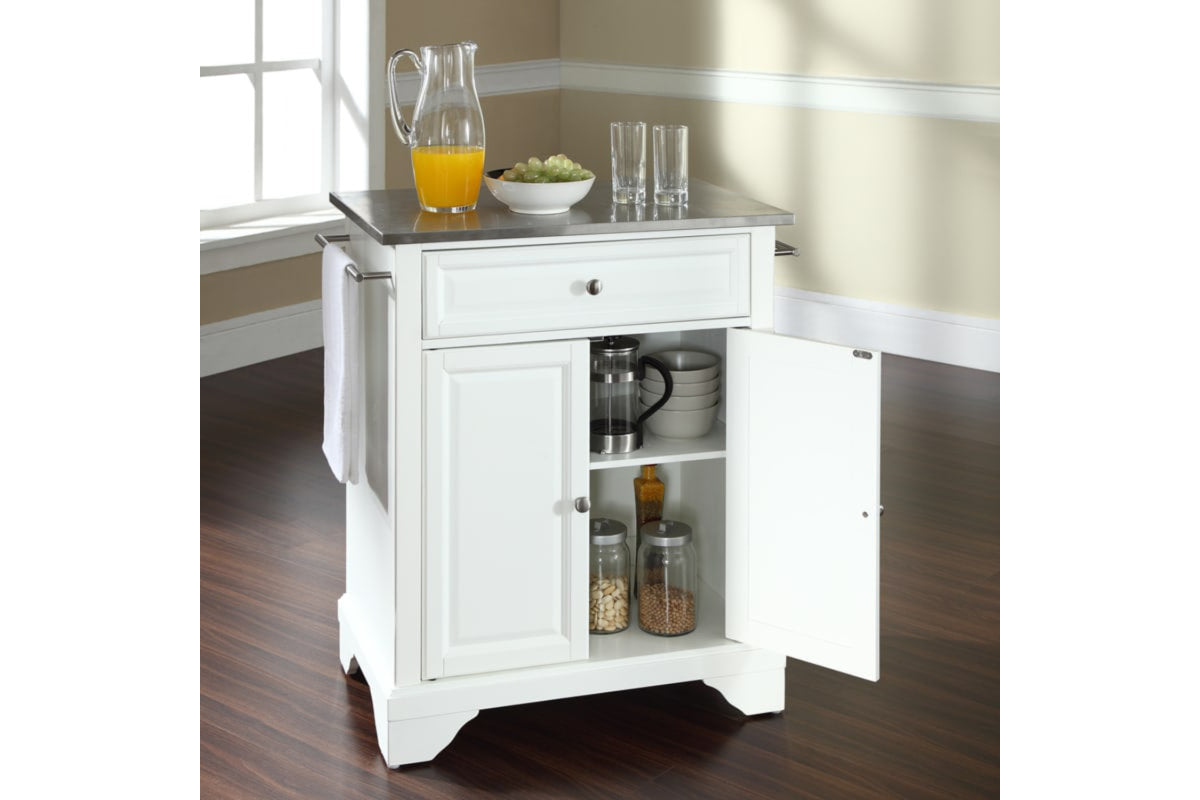 Lafayette Stainless Steel Top Portable Kitchen Island/Cart - White