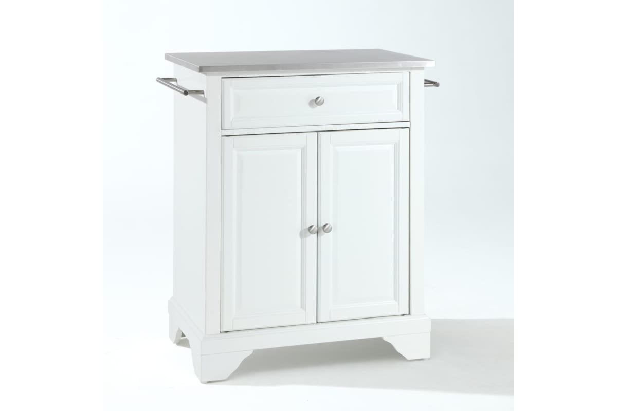 Lafayette Stainless Steel Top Portable Kitchen Island/Cart - White