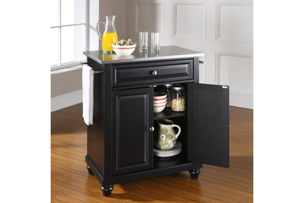 Cambridge Stainless Steel Top Portable Kitchen Island/Cart - Black