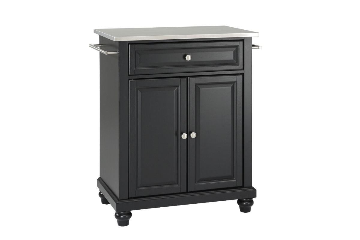 Cambridge Stainless Steel Top Portable Kitchen Island/Cart - Black