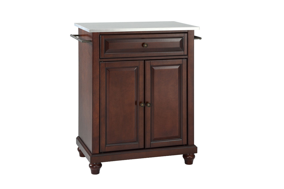 Cambridge Stainless Steel Top Portable Kitchen Island/Cart - Mahogany