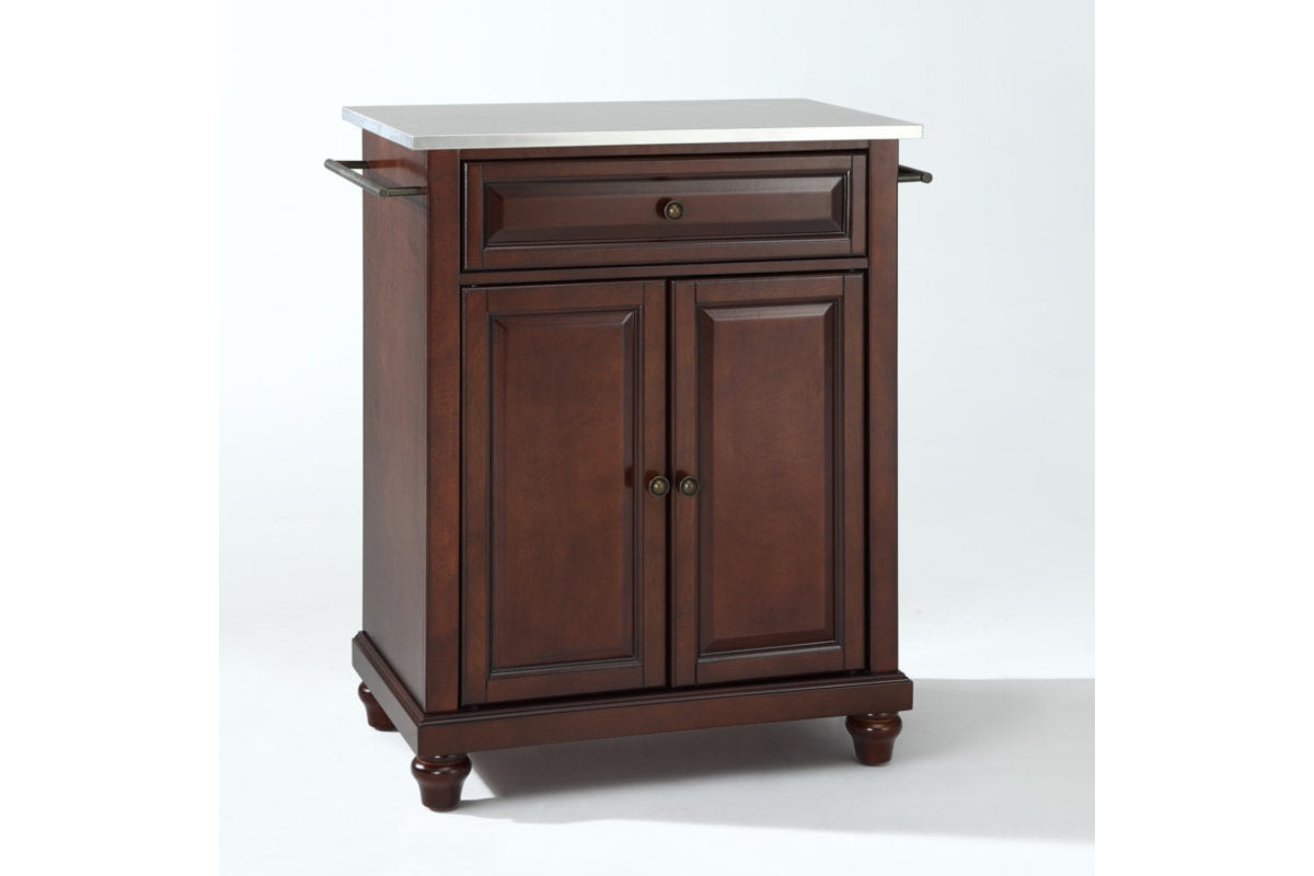 Cambridge Stainless Steel Top Portable Kitchen Island/Cart - Mahogany