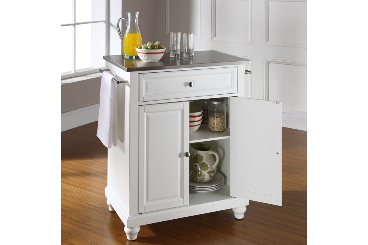 Cambridge Stainless Steel Top Portable Kitchen Island/Cart - White