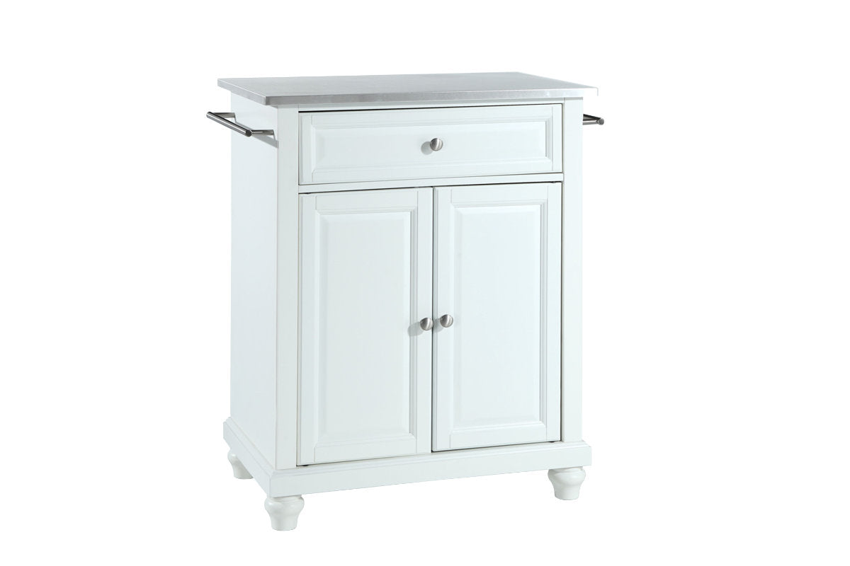 Cambridge Stainless Steel Top Portable Kitchen Island/Cart - White