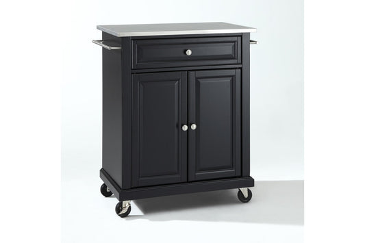 Compact Stainless Steel Top Kitchen Cart - Black