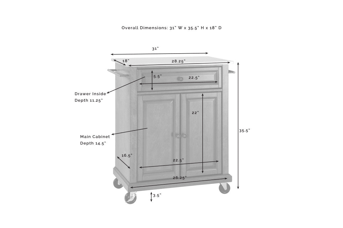 Compact Stainless Steel Top Kitchen Cart - Mahogany