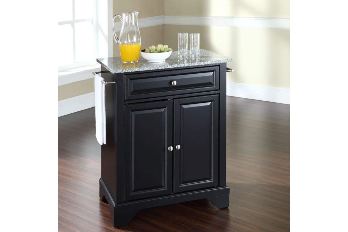 Lafayette Granite Top Portable Kitchen Island/Cart - Black & Gray Granite