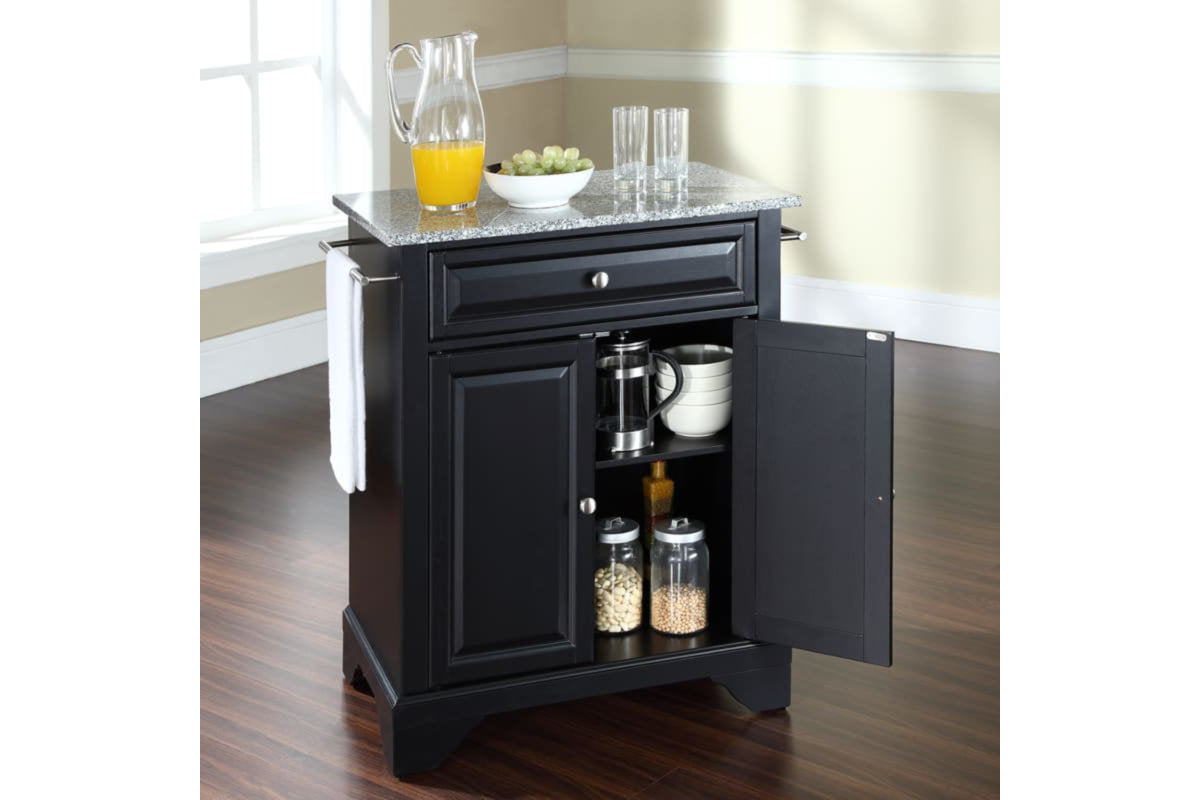 Lafayette Granite Top Portable Kitchen Island/Cart - Black & Gray Granite