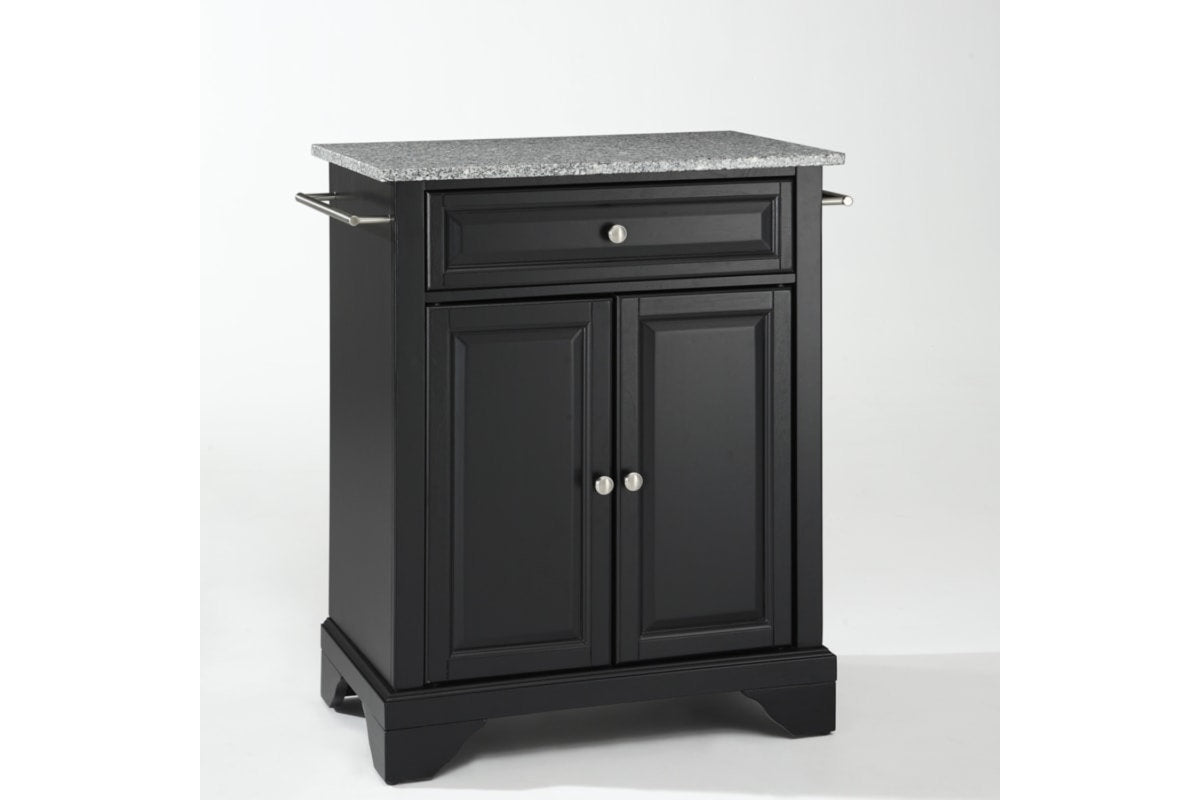 Lafayette Granite Top Portable Kitchen Island/Cart - Black & Gray Granite