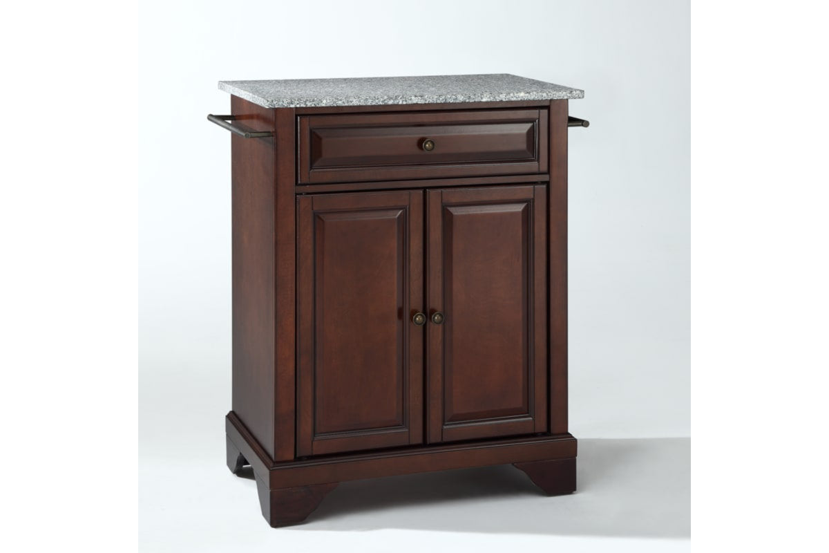 Lafayette Granite Top Portable Kitchen Island/Cart - Mahogany & Gray Granite