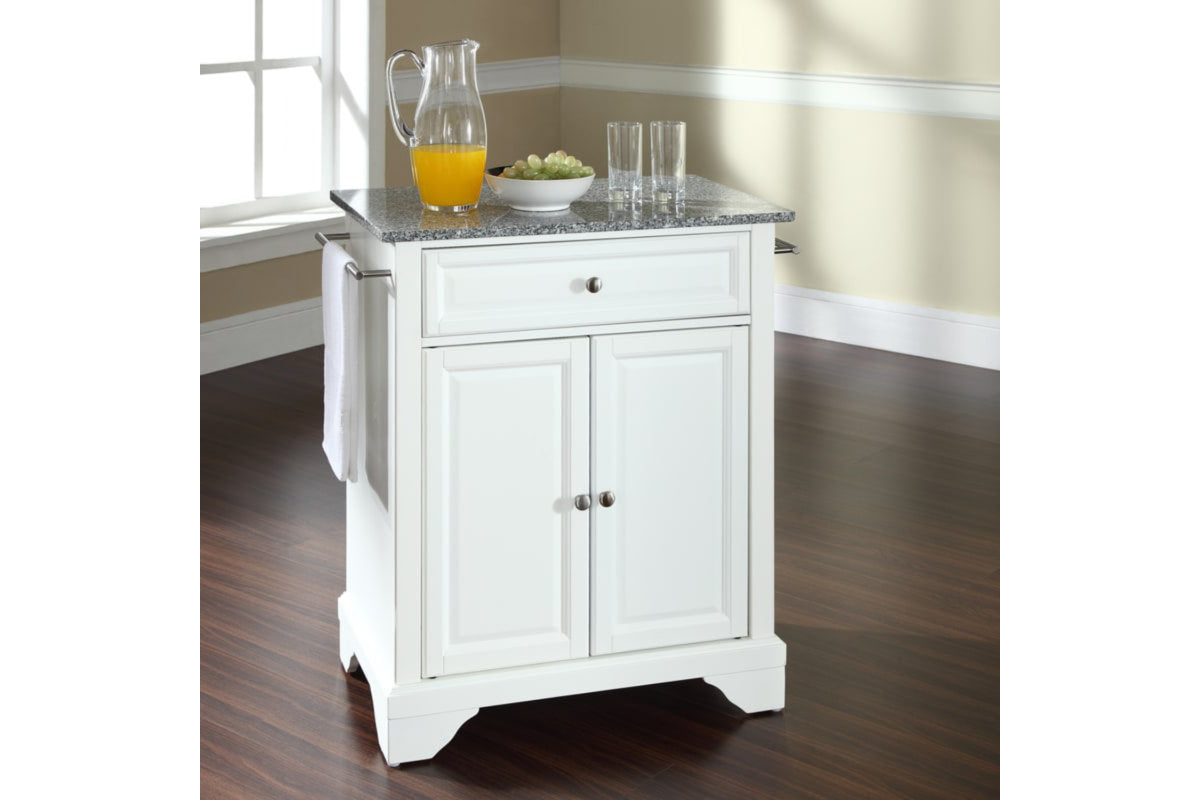 Lafayette Granite Top Portable Kitchen Island/Cart - White & Gray Granite