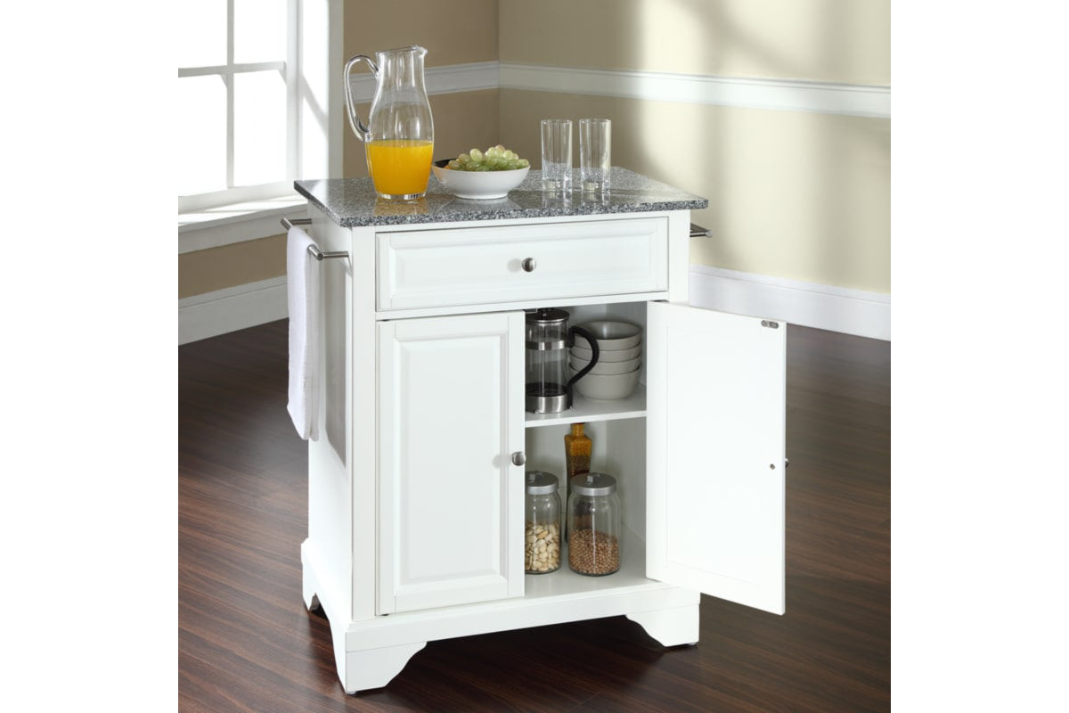 Lafayette Granite Top Portable Kitchen Island/Cart - White & Gray Granite