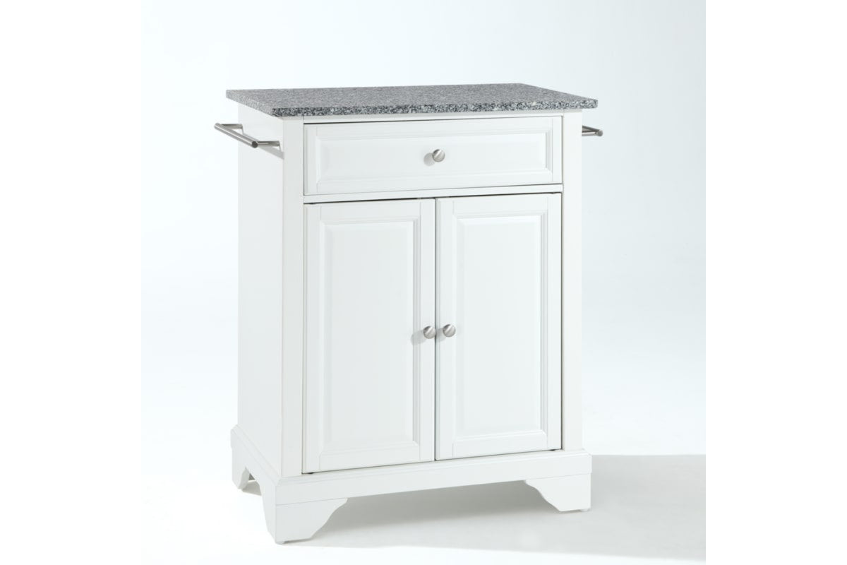 Lafayette Granite Top Portable Kitchen Island/Cart - White & Gray Granite