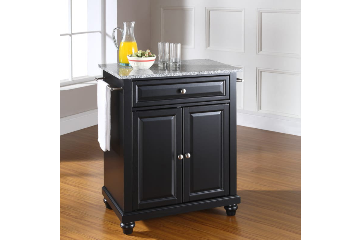 Cambridge Granite Top Portable Kitchen Island/Cart - Black & Gray Granite