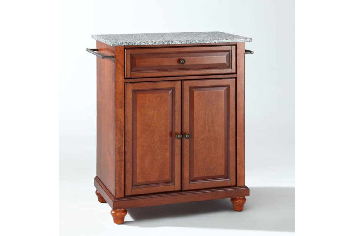 Cambridge Granite Top Portable Kitchen Island/Cart - Cherry & Gray Granite