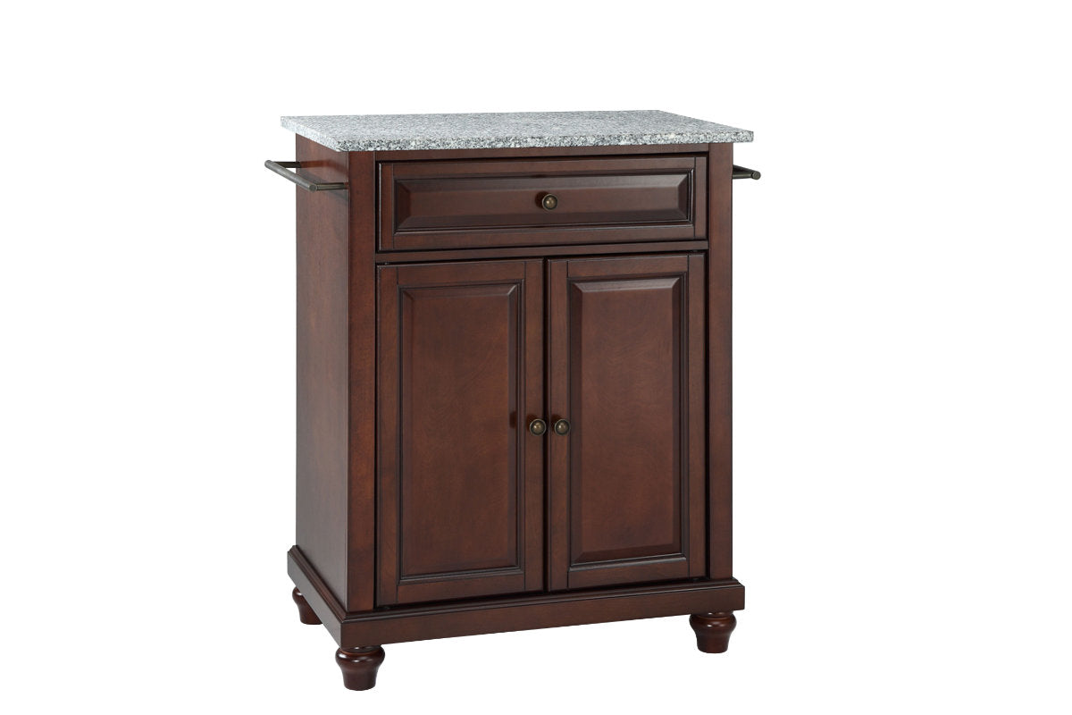 Cambridge Granite Top Portable Kitchen Island/Cart - Mahogany & Gray Granite