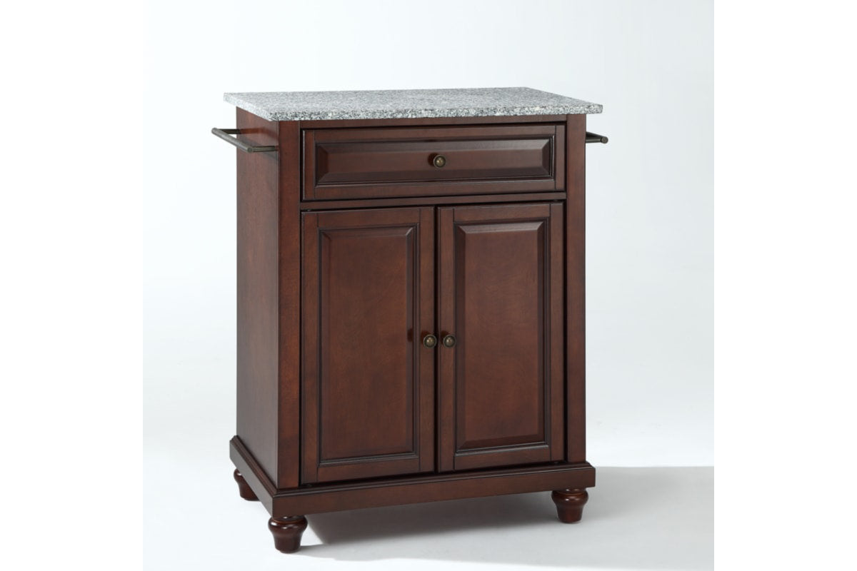 Cambridge Granite Top Portable Kitchen Island/Cart - Mahogany & Gray Granite