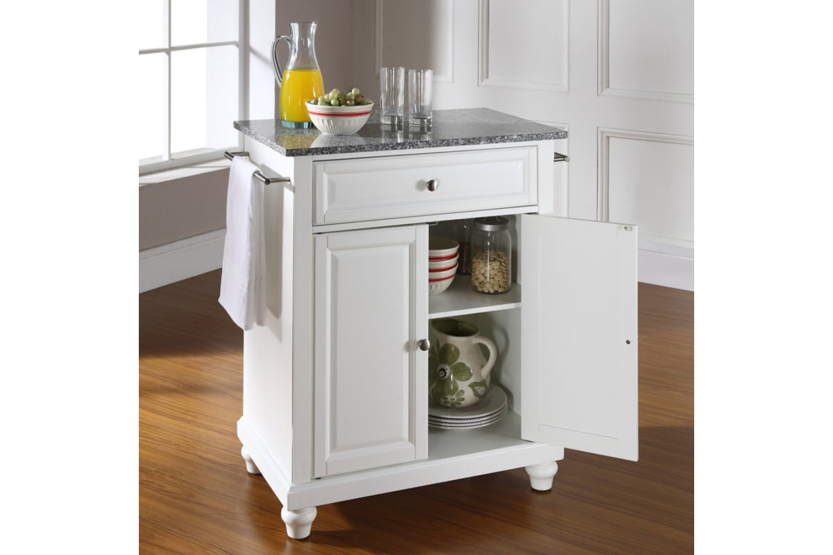 Cambridge Granite Top Portable Kitchen Island/Cart - White & Gray Granite