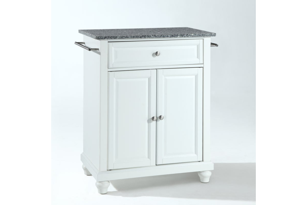 Cambridge Granite Top Portable Kitchen Island/Cart - White & Gray Granite