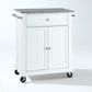 Compact Granite Top Kitchen Cart - White & Gray Granite