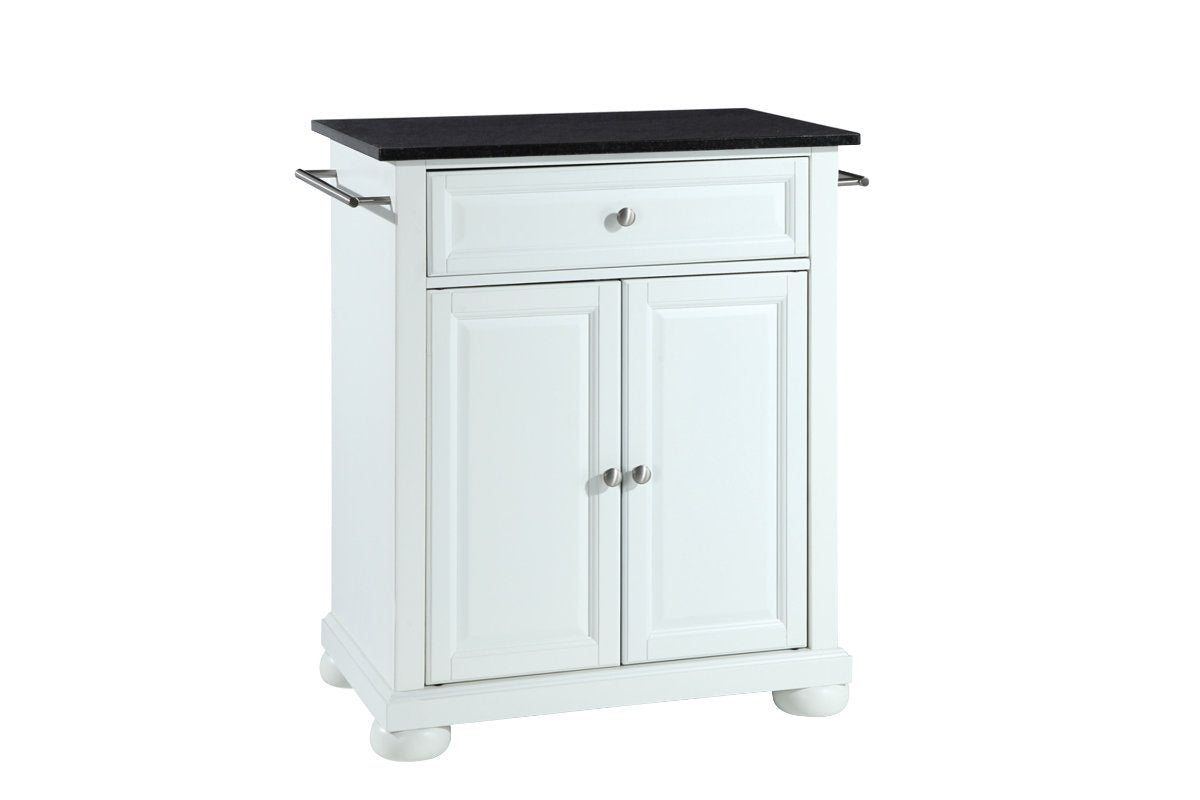 Alexandria Granite Top Portable Kitchen Island/Cart - White & Black Granite